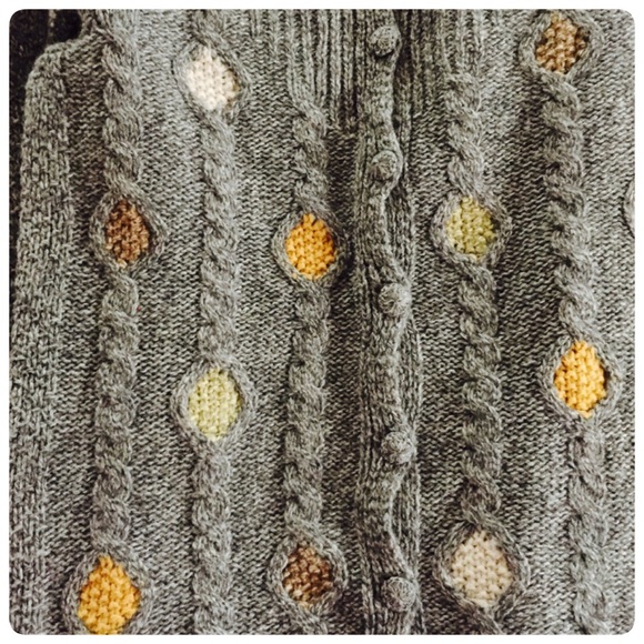 Anthropologie Charlie & Robbin gray & dot wool sweater/cardigan, M - Picture 4 of 6